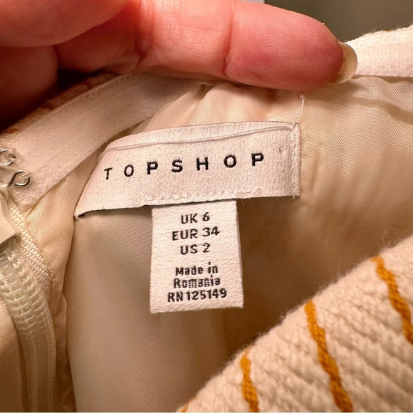 TOPSHOP Twist Bandeau Jumpsuit In‎ Yellow Multi US Size 2. NWOT - Picture 4 of 6